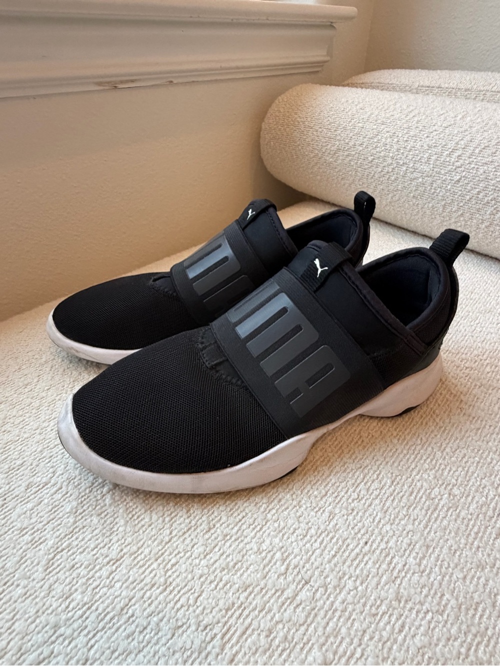 Puma Men’s Black Athletic Slip-On Sneakers with White Sole